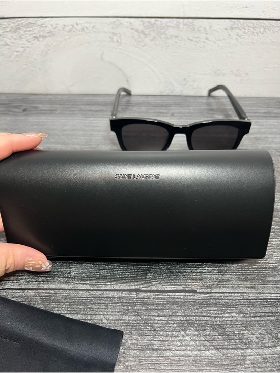 Saint Laurent Black Gloss Sunglasses with Silver Accents